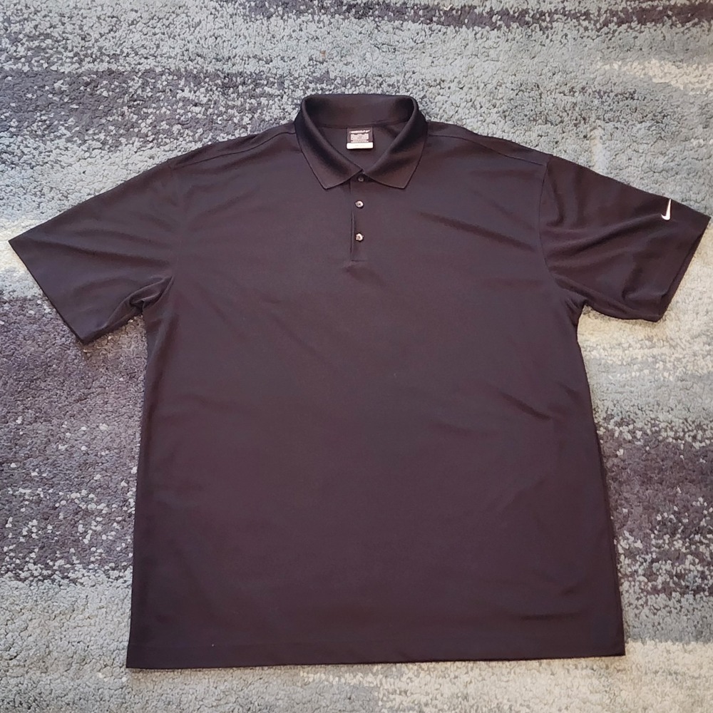 Nike Golf Men's Solid Black Short Sleeve Dri-Fit Polo Shirt Size XXL